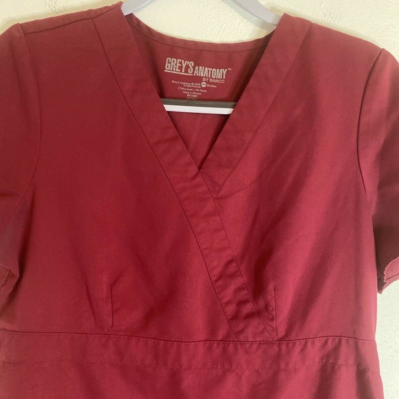 Greys Anatomy Scrub Top Medical Uniform Burgundy Mock Neck Medium - Picture 4 of 12